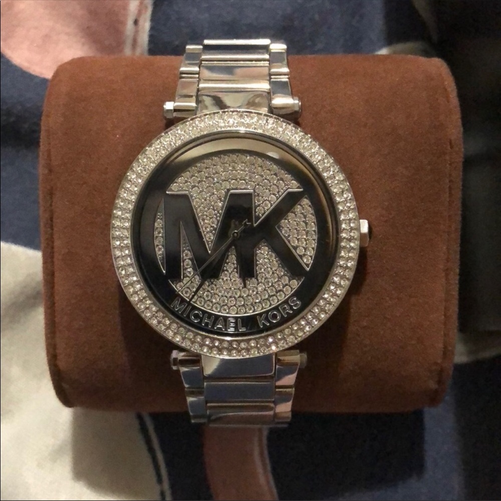 Michael Kors Parker silver crystal watch